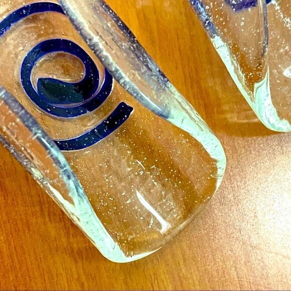 Blue Swirl Fused Blown Art Glass Napkin Sleeve Holders (8) - Picture 13 of 14